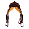 Chocolate RO Barbed Wire Chocolate Suede Round Barrel Saddle