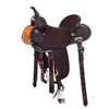 Burns Chocolate SO/RO Barrel Saddle - Round - Full Celtic Border w/ Sponsorships 