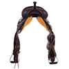 Burns Chocolate SO/RO Barrel Saddle - Round - Full Celtic Border w/ Sponsorships 