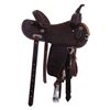 Burns Chocolate SO/RO Barrel Saddle - Round - Full Celtic Border w/ Sponsorships 