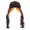 Burns Chocolate RO Barrel Saddle - Notched- Sunny D Floral Corner w/Diamond Half Diamond - Standard 