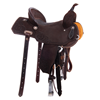 Burns Chocolate RO Barrel Saddle - Notched- Sunny D Floral Corner w/Diamond Half Diamond - Standard 