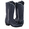 Ladies 13" Navy Full Quill Ostrich and Caiman Cowboy Boots