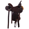 Burns Chocolate SO/RO Barrel Saddle - Round - Full Celtic Border w/ Sponsorships 