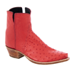 Ladies Red Full Quill Ostrich Short Boots