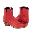 Ladies Red Full Quill Ostrich Short Boots