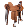 Burns Russet SO/RO Ranch Saddle - Kidney Bean -  1/4 WYO w/ Tooled Exposed Stirrup Leathers