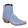 Ladies Denim Blue Full Quill Ostrich Short Boots