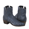 Ladies Overwashed Denim Full Quill Ostrich Short Boot