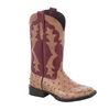 Ladies Red Inlay and Cognac Full Quill Ostrich Cowboy Boots
