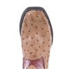 Ladies Red Inlay and Cognac Full Quill Ostrich Cowboy Boots