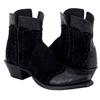 Ladies Black Suede Tooled Short Boots