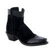 Ladies Black Suede Tooled Short Boots