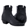 Ladies Black Ostrich and Caiman Buckstitch Shorty Boot