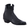 Ladies Black Ostrich and Caiman Buckstitch Shorty Boot