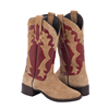 Ladies Tan Roughout and Red GP Inlay Cowboy Boots