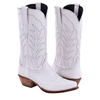 Ladies 12" White Goat Winn Stitch Cowboy Boot