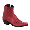 Ladies Red Full Quill Ostrich Short Boots