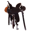 Chocolate RO Rawhide Swell Binding Buckstitch Barrel Saddle