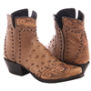 Ladies Brandy Ostrich Tooled Short Boots