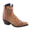 Ladies Brandy Ostrich Tooled Short Boots