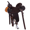Burns Chocolate SO/RO Barrel Saddle - Round - Full Celtic Border w/ Sponsorships 
