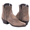 Ladies Short Mocha Lamb Buckstitch Boots