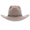 TQ, Brown, Cream Picasso 4 Feather Hatband w/ Bronze Links