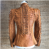 LADIES COGNAC LAMB W/STUDS FULL LACE WORK