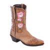 Ladies Hand Tooled Floral Smooth Ostrich Cowboy Boots