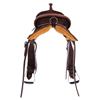 Chocolate RO Full Buckstitch Feather Notched Barrel Saddle