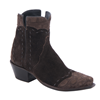 Ladies Chocolate Brown Roughout Alligator Tipped Short Boots