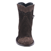 Ladies Chocolate Brown Roughout Alligator Tipped Short Boots