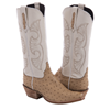 Ladies 14" Natural Full Quill Ostrich Bone Swan Cowboy Boot