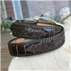 Brown Alligator Belly with Tooled Billets and Lacing 1 1/2" 