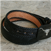 Black Alligator Belly Tooled with Lacing 1 1/2" Belt