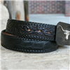 Black Alligator Belly Tooled with Lacing 1 1/2" Belt