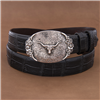 Oval Floral Bull Western Buckle