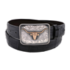 SUNSET TRAILS ENGRAVED BUCKLE W/ ROPE & 14K LONGHORN