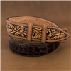 Chocolate American Alligator Hand Tooled Billets 1 1/4" Belt