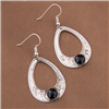 Small Western Engraved Black Onyx Pear Drop Earrings
