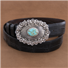 Mae Turquoise Crosshatch Floral Oval Buckle