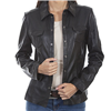 LADIES BLACK SNAP FRONT JACKET