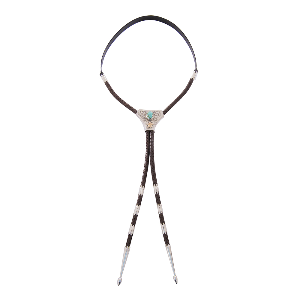Large Bolo Western 14K Star and Turquoise