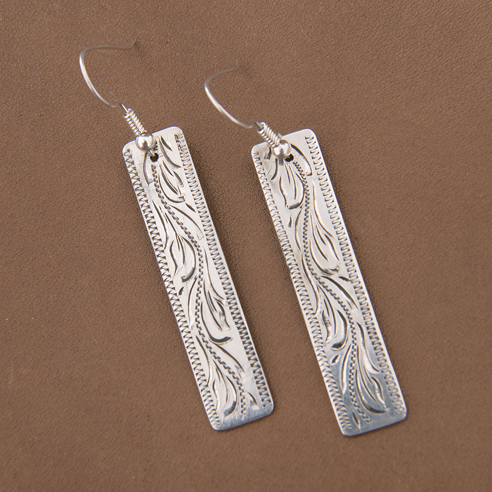 Engraved Bar Earrings 