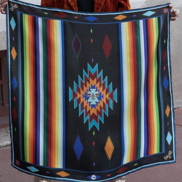 Pawnee Black Long Tall 100% 12 Mm Satin Silk Scarf