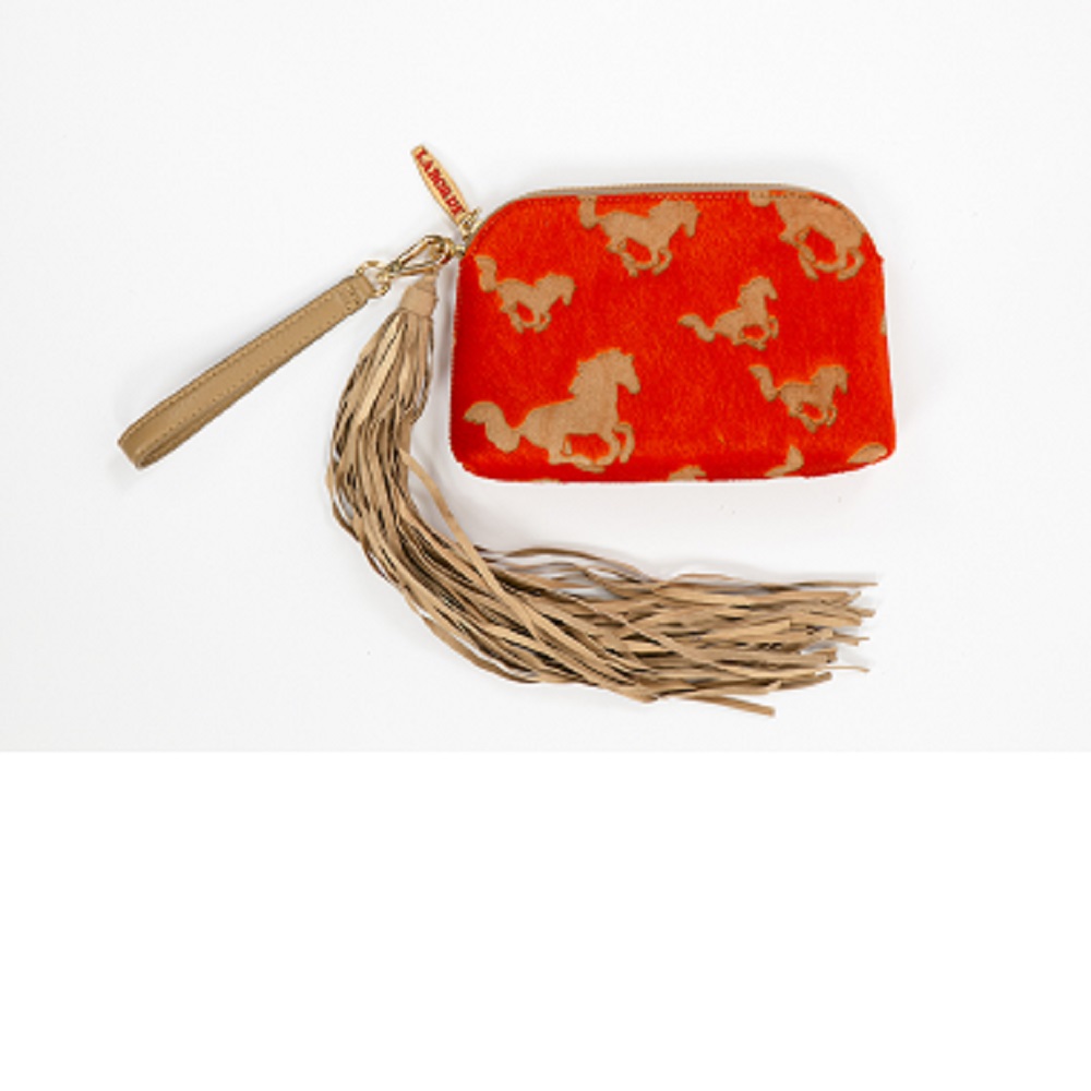 ORANGE GIDDYUP TASSEL POUCH