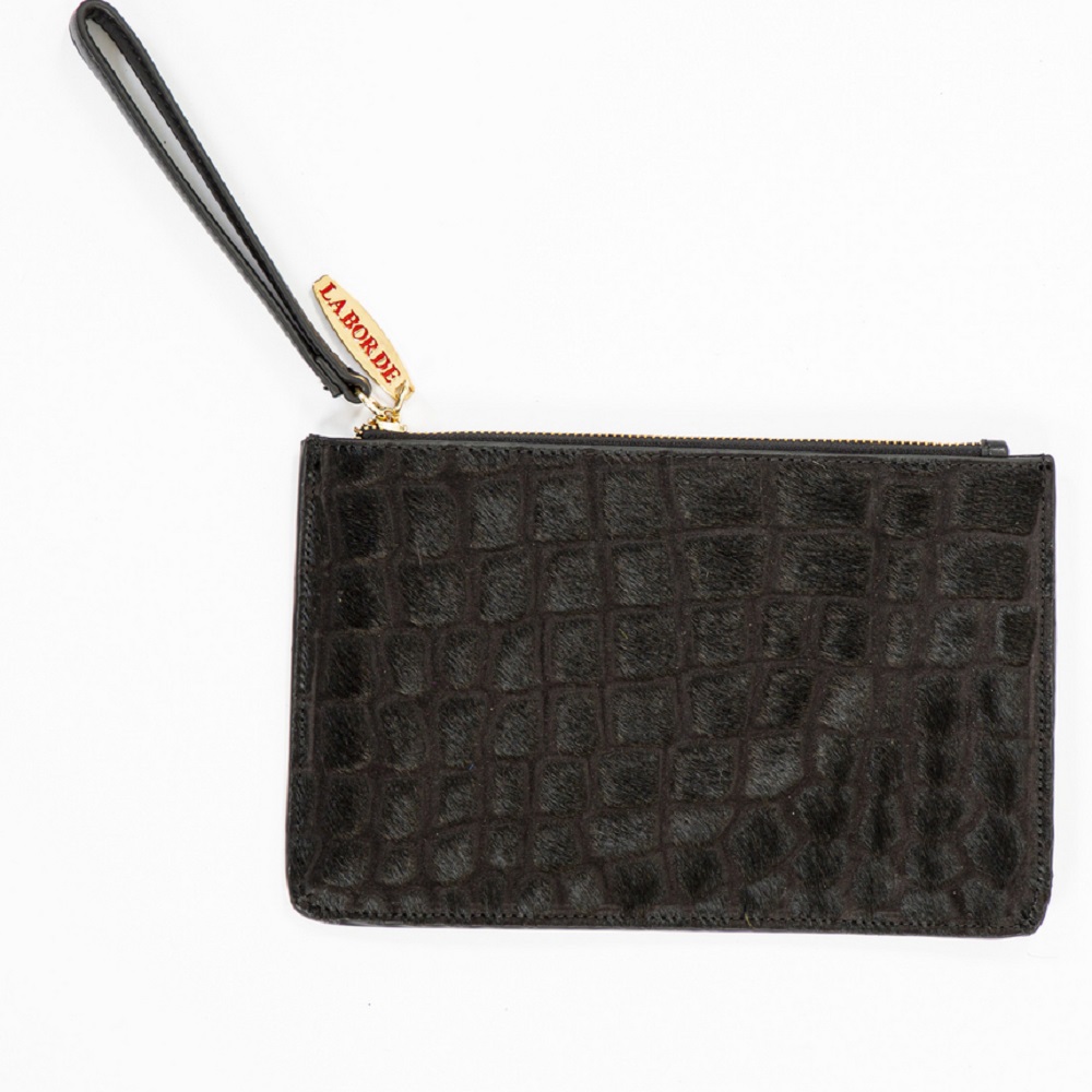 BLACK CROC EMBOSSED WRISTLET
