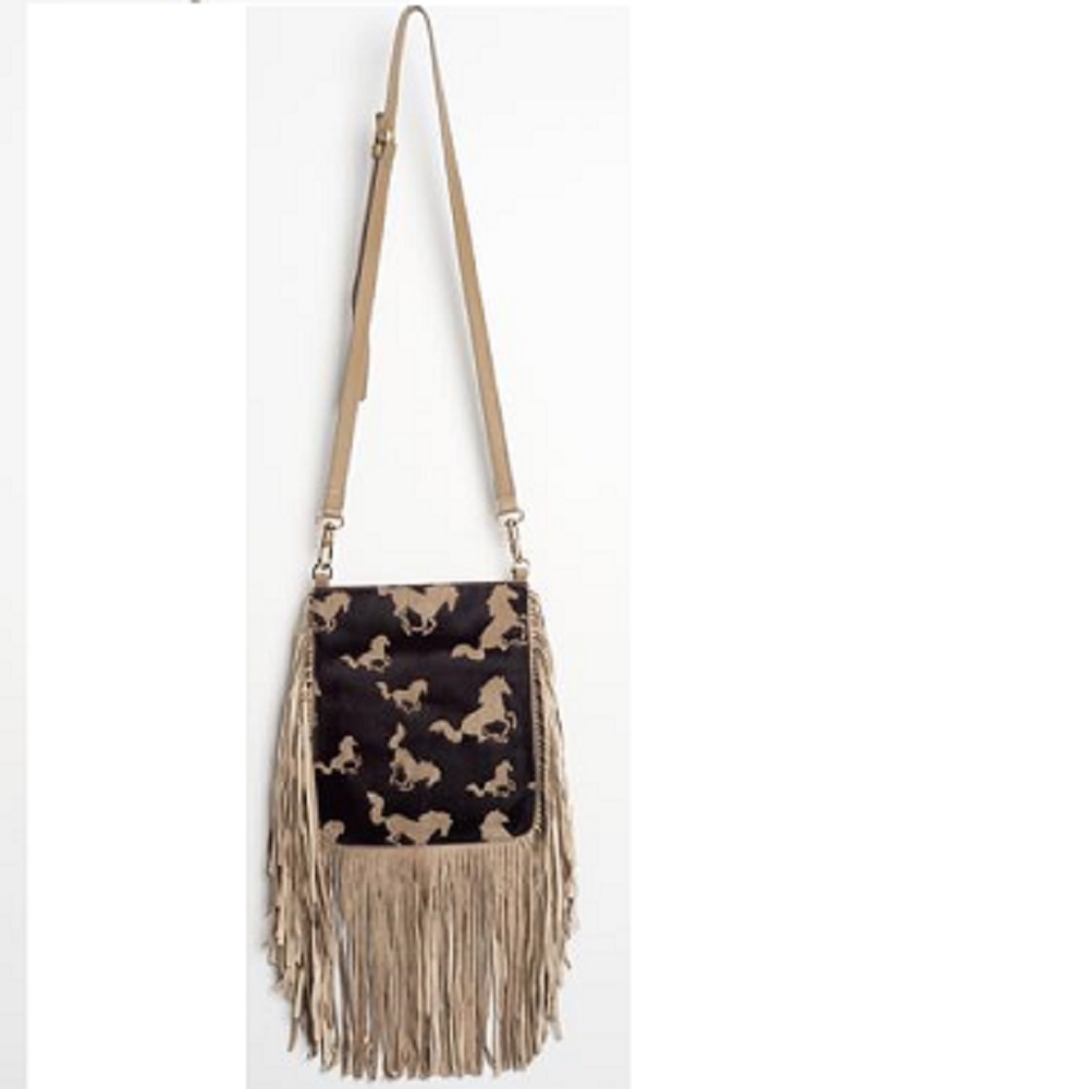 WINE GIDDYUP FRINGED CROSSBODY HANDBAG