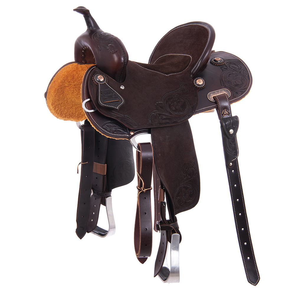 Burns Chocolate SO/RO Barrel Saddle- Round- D. Daisy FC- Standard